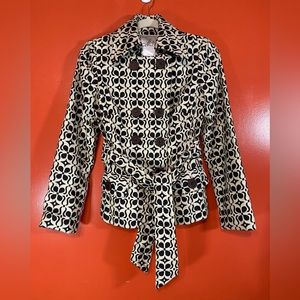 Milly Double Breasted Patterned Belted Coat Sz 2
